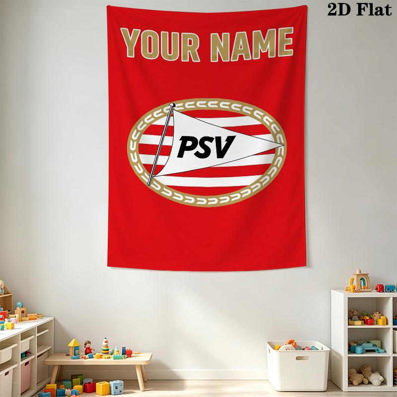 Custom Name PSV Eindhoven Wall Tapestry Aesthetic Wall Hanging Printed Fabric Blanket Decorative Tapestries for Bedroom Living Room Home Decor