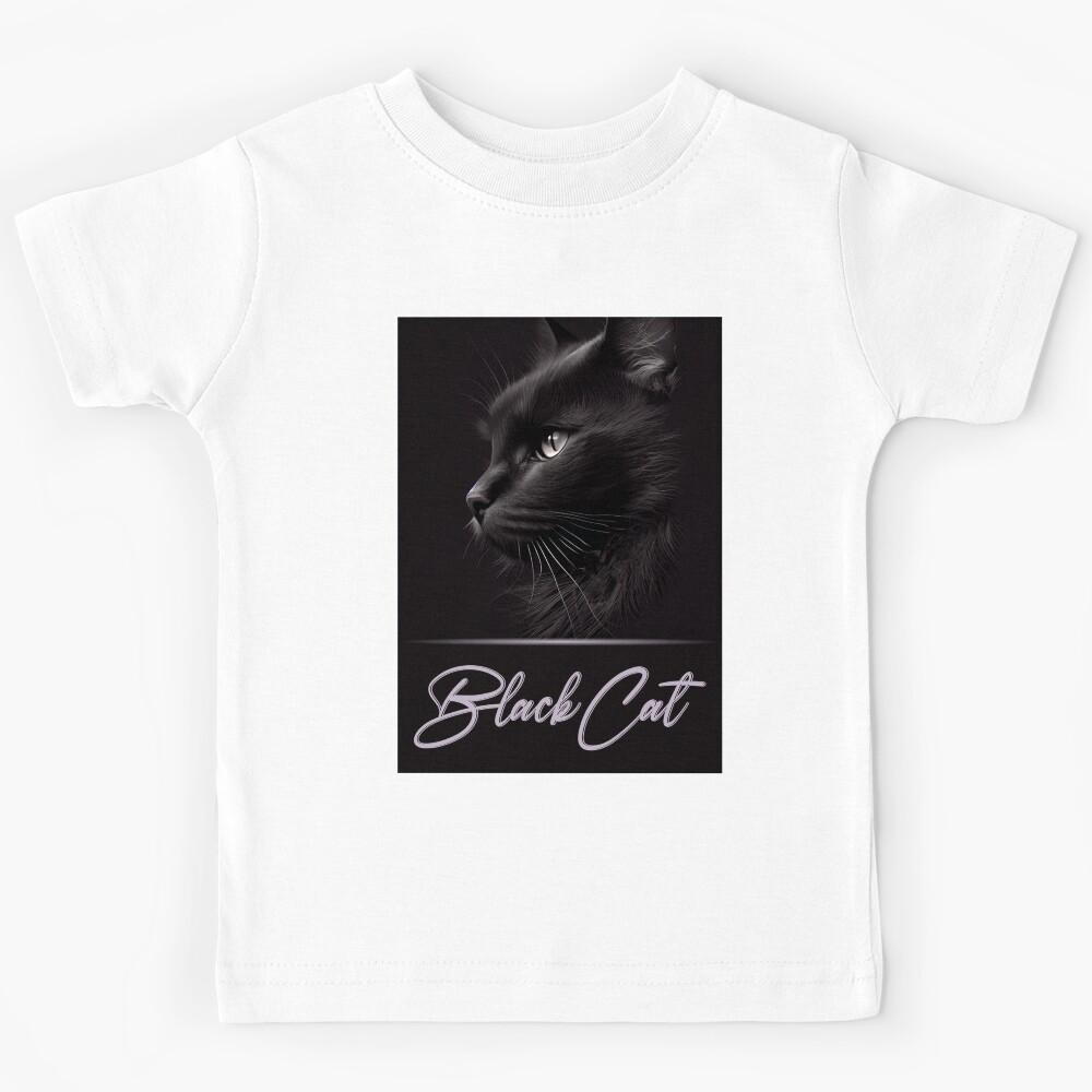 Adorable Black Cat Kids T-Shirt 110