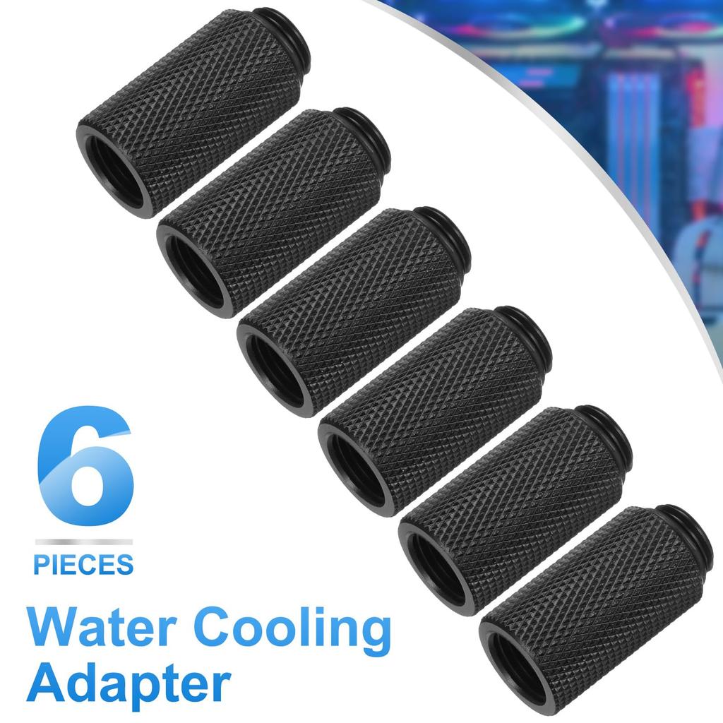 Uxcell 6pcs Water Cooling Adapter G14" Thread Female To Male 1.18" Column Length Mini Compression Fitting Copper Extender Fitting with O-ring for
