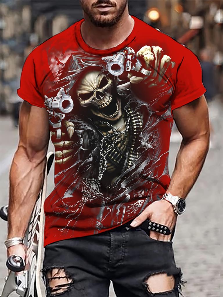 Unisex's Clothing Skeleton Graphic Print T-shirt Oversized T Shirt Unisex Summer Spring Oversized Punk Style Short Sleeve Outdoor Top