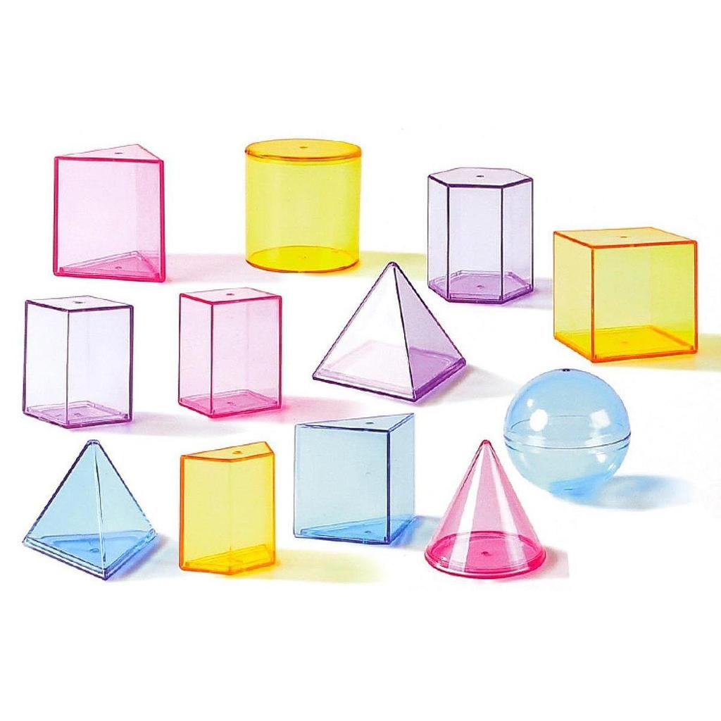 12 Pieces Geometric Shapes Blocks Set 3D Solids Math Toy Learning Toys Pattern for