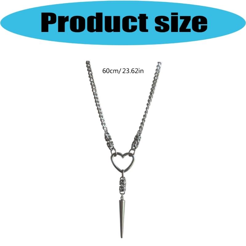 Fashionable Love Rivet Pendant Necklace Lightweight Titanium Steel Chain Unisex Accessory Heart Shaped Spikes Neckchain