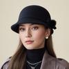 Bucket Hat Women's Autumn and Winter Wool Elegant Flower Thermal Basin Hat Casual Versatile Retro Top Hat