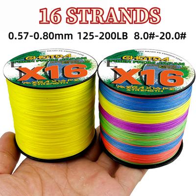 16 Stränge geflochtene Angelschnur, superstark, 25 40 80 100 125 140 161 200 Pfund, X-Drahtkern, 100 m, Multifilament 0,16 mm – 0,8 mm