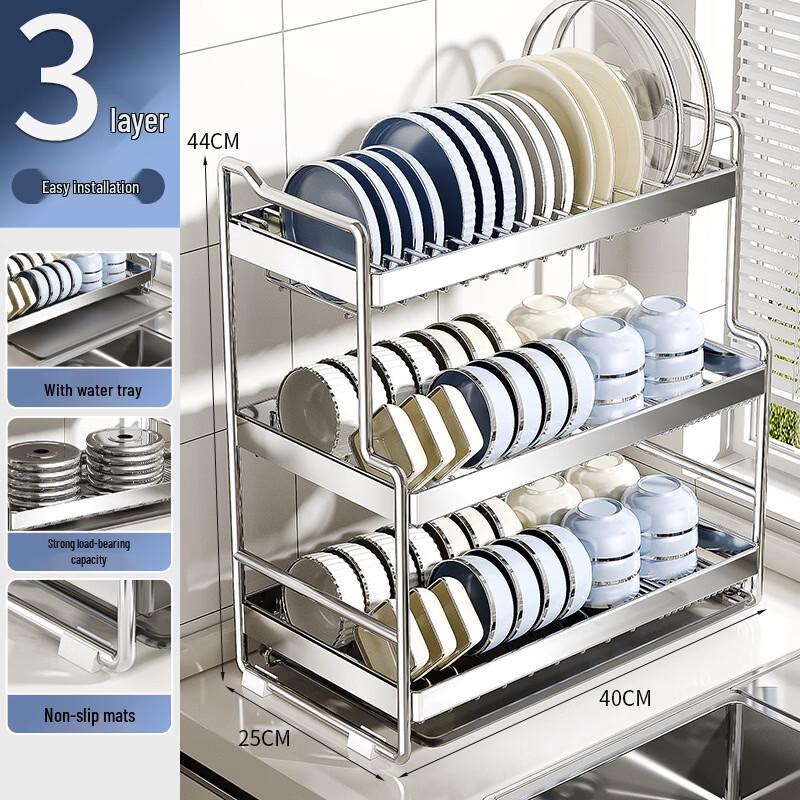 Handon 3-Tier 304 Stainless Steel Dish Drying Rack