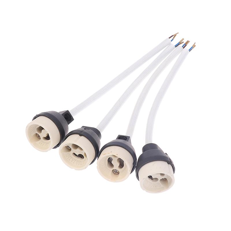 4Pcs Ceramic GU10 Base Socket Adapter Wire Connector Porcelain Halogen GU10 Lamp Holder LampHolder For LED Spot Light Bulb