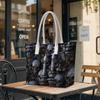 Gothic Skull Print Shoulder Bag Casual Daily Carry Tote Unique Dark Style Handbag
