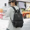Vintage Solid Color Denim Backpack Large Capacity Travel Backpack Middle School Student Schoolbag