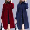 Women Wool Blend Coat 2026 Autumn Winter Hepburn Style Mid-Length Straight Fit Single Breasted Lapel Overcoat M-3XL