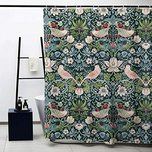 Tenda da Doccia William Morris, Set Tende da Doccia Verdi per Bagno Tessuto Pesante Tenda da Bagno Decorativa Tenda Lavabile