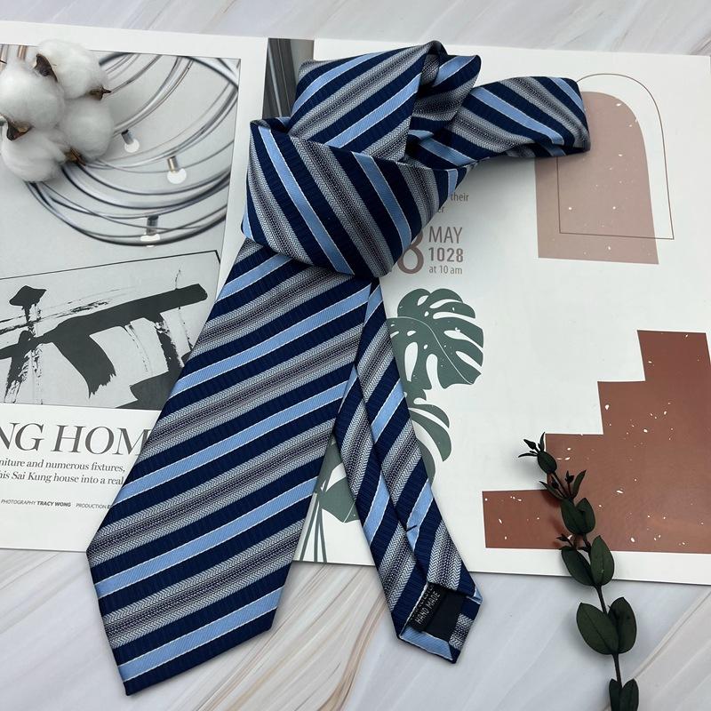 8 cm Stripete Slips Herre Formell Business Brudgom Bryllup Burgunder Kontrasterende Blå og Hvite Striper Herre- og Dame Håndknyttede Skjorter og Slips