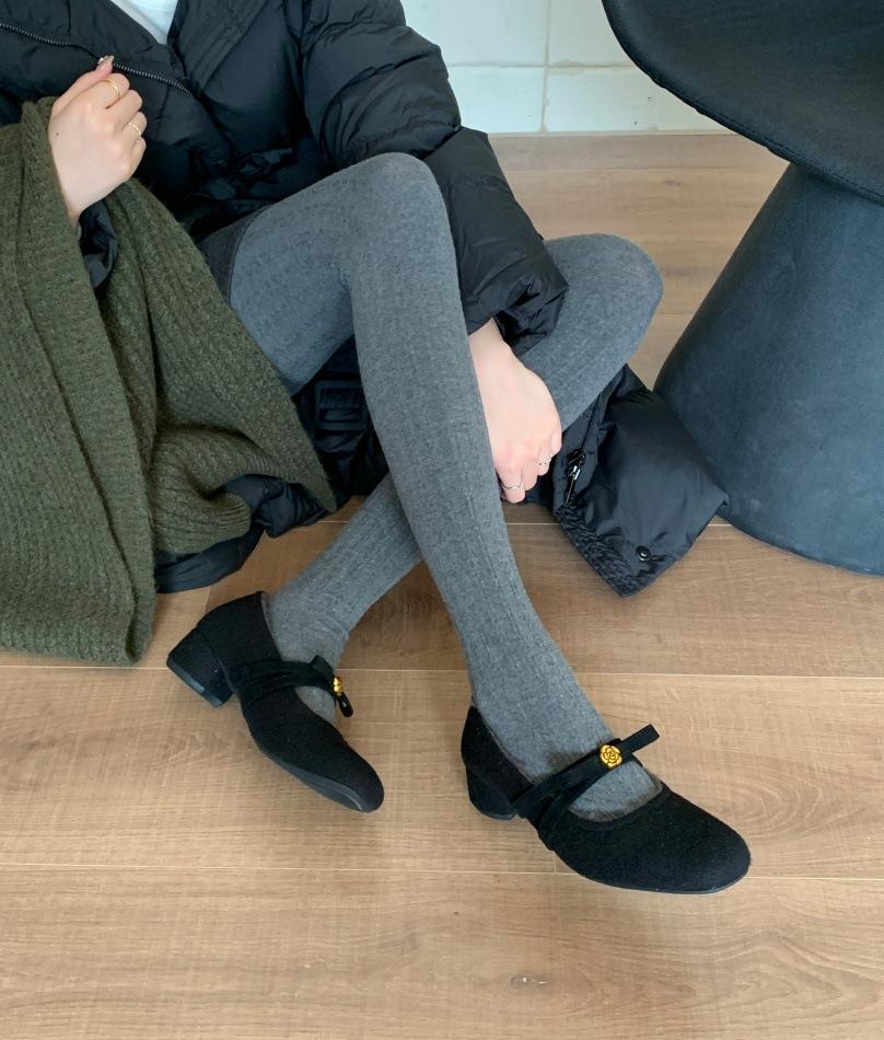 Gentle and small fragrant wind inner height increase velvet single shoes cotton shoes women's autumn and winter bow gray Mary Jane fluffy shoes sof