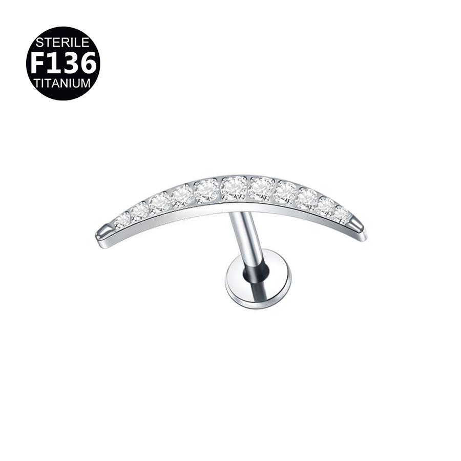 F136 Titanium Boat Anchor Pendant with Moon, Maple Leaf, Smiley Charm, and Cubic Zirconia Stud Earring Lip Ring (0.9 Gauge).