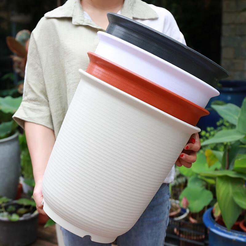 Resin Imitation Ceramic Flower Pot with Tray