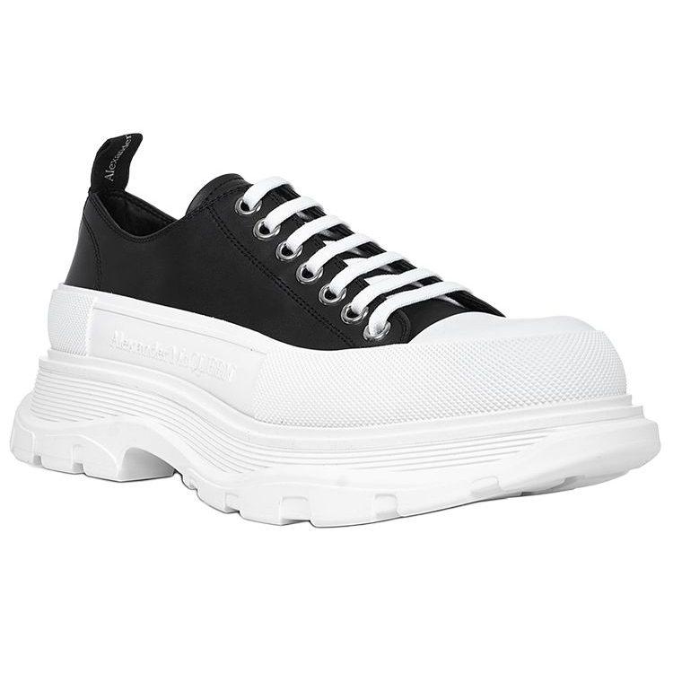 Alexander McQueen Tread Slick Low Lace Up Black Leather White 627225WHZ621071