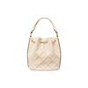 Tory Burch Fleming Logo Messingakzente Plissiert Gestepptes Leder Beuteltasche Damen Handtaschen Cremeweiß 142565-122