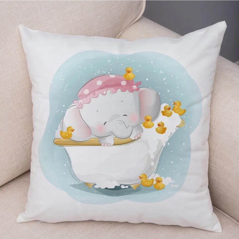 Super Soft Plush Cute Cartoon Giraffe Eleghant Lion Pillow Case Nordic Kids Room Decor Lovely Animal Cushion Cover for Sofa Home