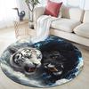 Yin Yang Tiger Lion Round Area Rug,Carpet Rug for Living Room Bedroom Sofa Playroom Decor,Non-slip Floor Mat