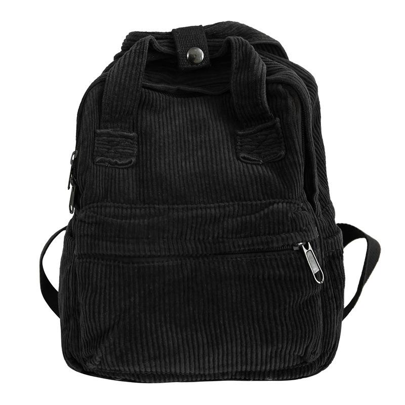 

Женская маленькая сумка, японский однотонный вельветовый школьный рюкзак, студенческий рюкзак чёрный