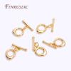 18K Real Gold Plated Geometry Heart OT Clasp For Bracelet Necklace Components,Dainty Brass Toggle Clasp DIY Accessory Wholesale