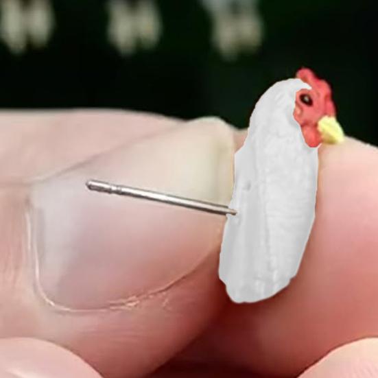 Chicken Stud Earrings Handmade Farm Animal Jewelry Farmhouse Style Chicken Earrings Gifts for Chicken Lovers