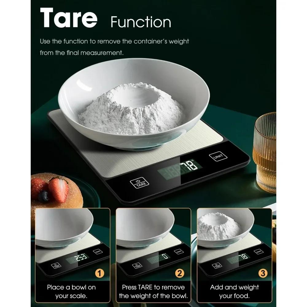 10kg/1g 22lb Elektronická digitální kuchyňská váha Měří jídlo v gramech uncích pro pečení vaření 6 jednotek Stříbrná kuchyňská váha