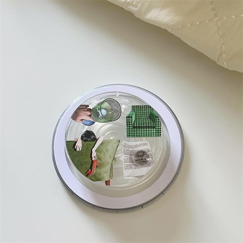 Korean Cute Food Cat For Magsafe Magnetic Phone Griptok Grip Tok Stand For iPhone 15 Foldable Wireless Charging Case Holder Ring