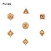 7 Pcs Yellow Red Black Dragon Eyes Metal Dice Solid Metal Polyhedral Dice Set Suitable for Role-Playing RPG Board Game Card Game