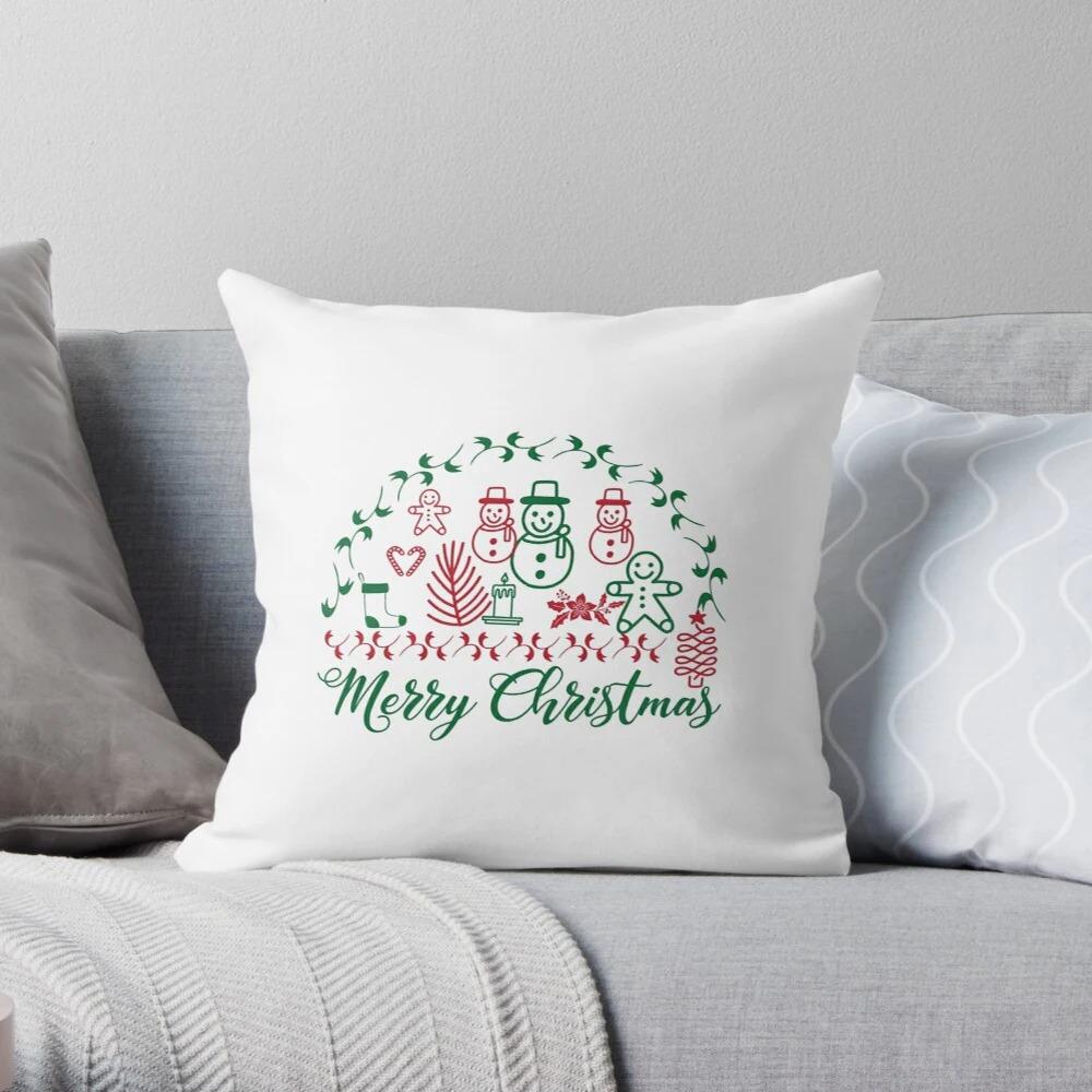 Merry Christmas Decoration Home Pillowcase Cushion Cover Autumn 45X45Cm Red Living Room Sofa Bed Pillowcase