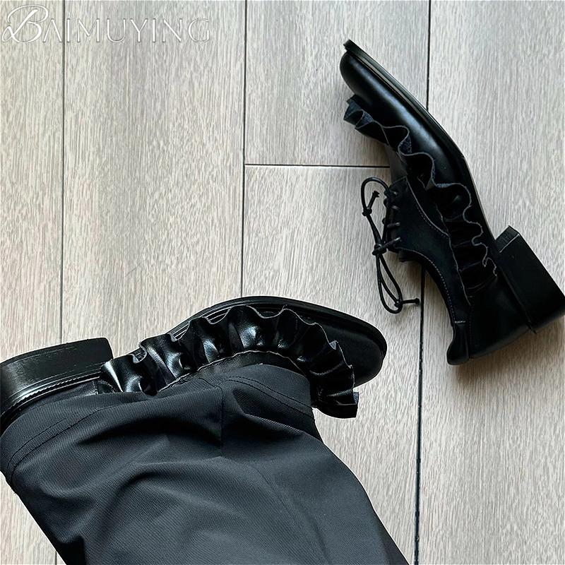 Fashion Soft Leather Shoes Woman Pointed Toe Loafers Casual Sneakers Brand Designer 2025 New Mid Heels Office Pumps Chunky Shoes Man