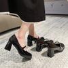 Französisches Temperament kleine Lederschuhe Damen 2025 Sommer neu retro britischer Stil hohe Absätze mit Rock Mary Jane Einzelschuhe