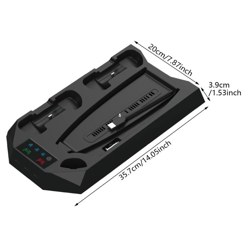 Multifunctional Consoles Cooling Stand with Integrated Two Controller Charging and Headsets Holder