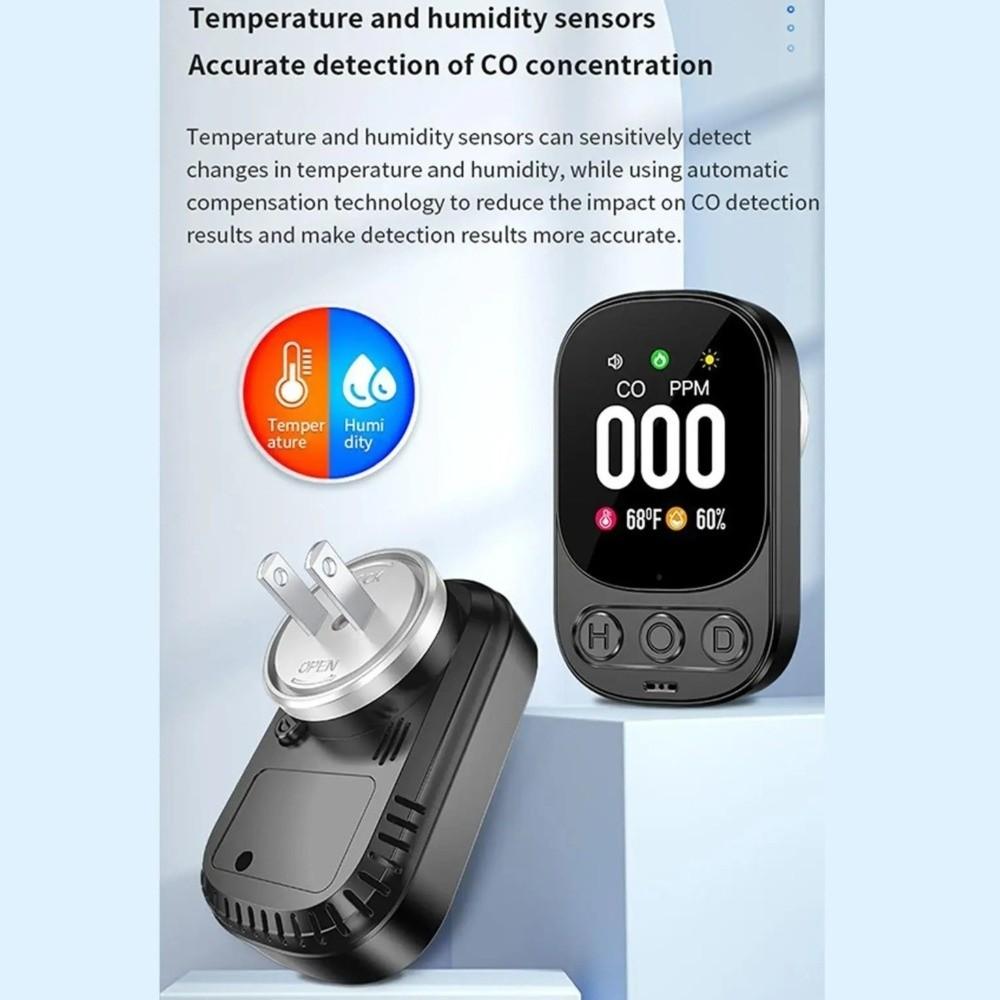Large Screen CO Monoxide Alarm Real Time Monitoring Temperature Humidity Detector  For Home Outdoor