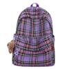 Studentský kostkovaný školní batoh Dámský velkokapacitní batoh Cestovní batoh