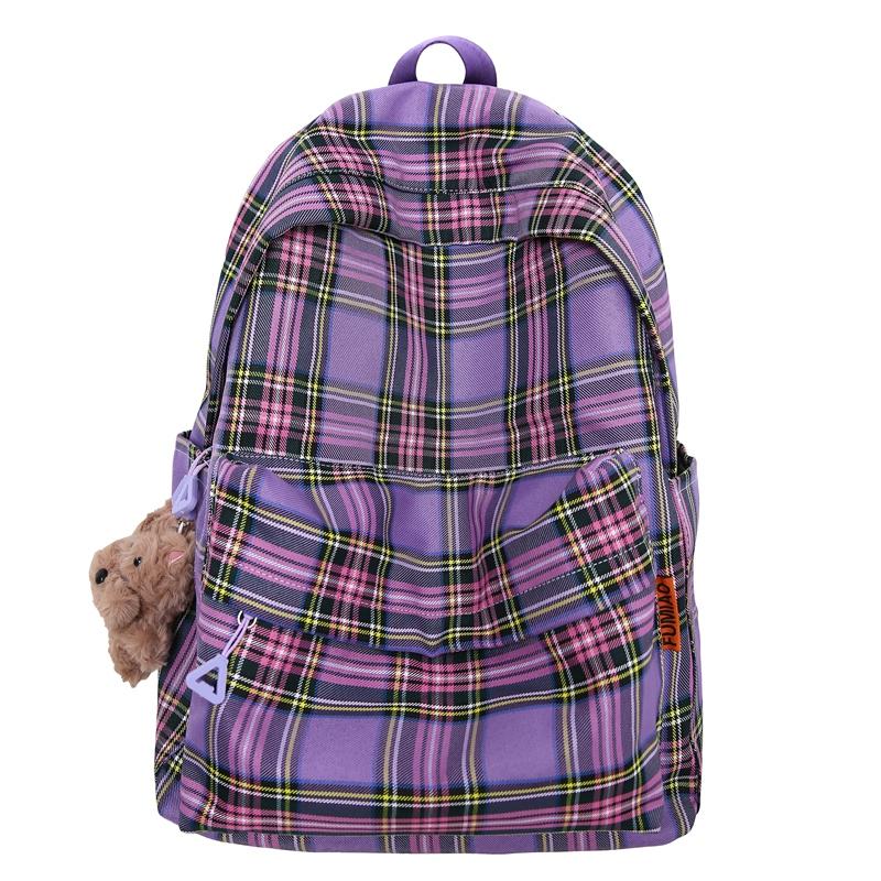 Studentský kostkovaný školní batoh Dámský velkokapacitní batoh Cestovní batoh