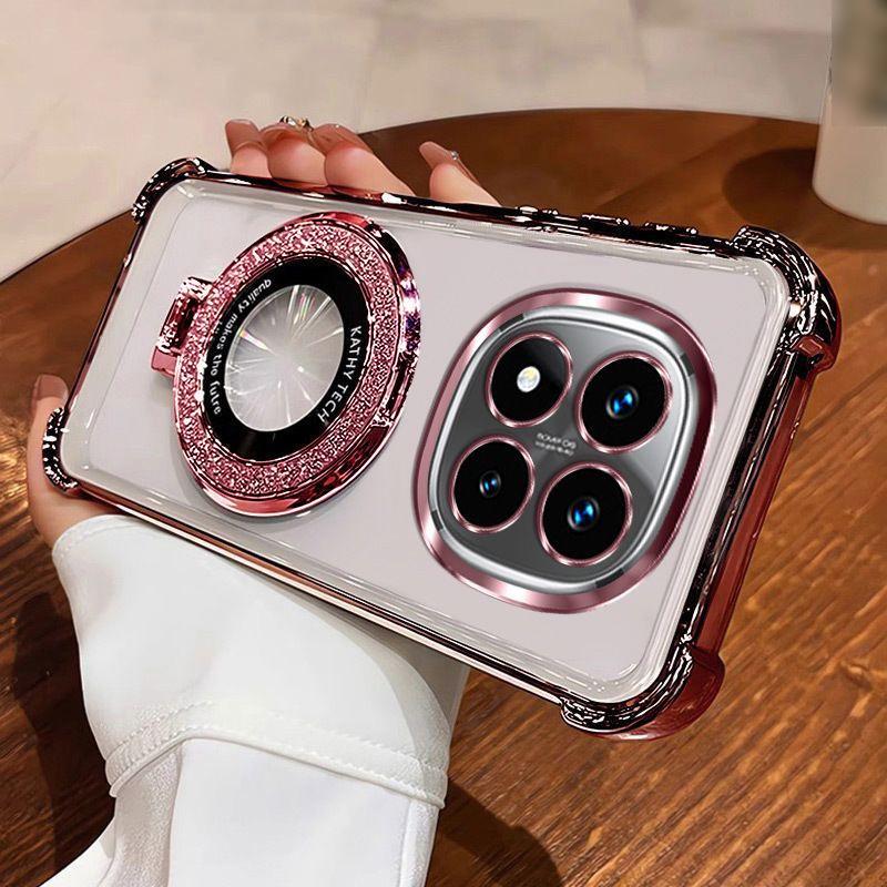 Nárazuvzdorný pokovený magnetický držák pouzdro na telefon pro Xiaomi Redmi Note 14 15 Pro Plus 15 15C 14C 14S 4G 5G Měkký silikonový kryt