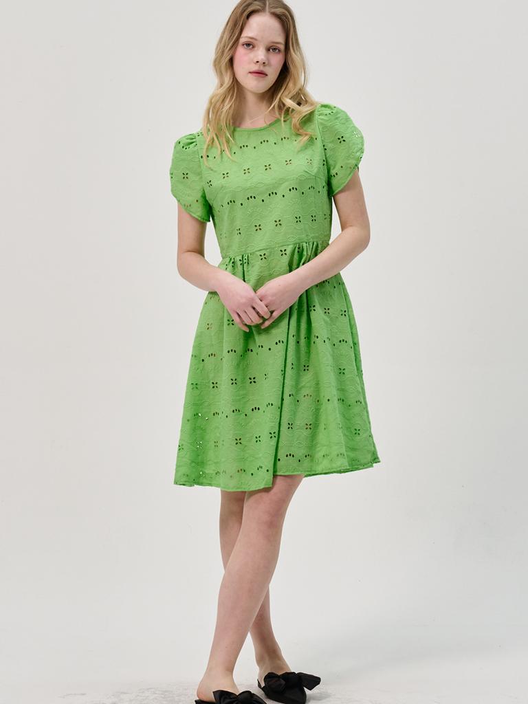 Sorry, Too Much Love Eyelet Lace Summer Dress_Green