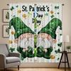2pcs Whimsical St. Patrick's Day Gnome Printed Curtains, Designed for Light Filtering, Quality Material, Ideal for Holiday-Theme