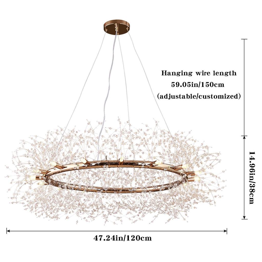 Dandelion Fireworks Crystal Chandelier for Living Room, Bedroom, Dining Room, Bathroom, Kitchen