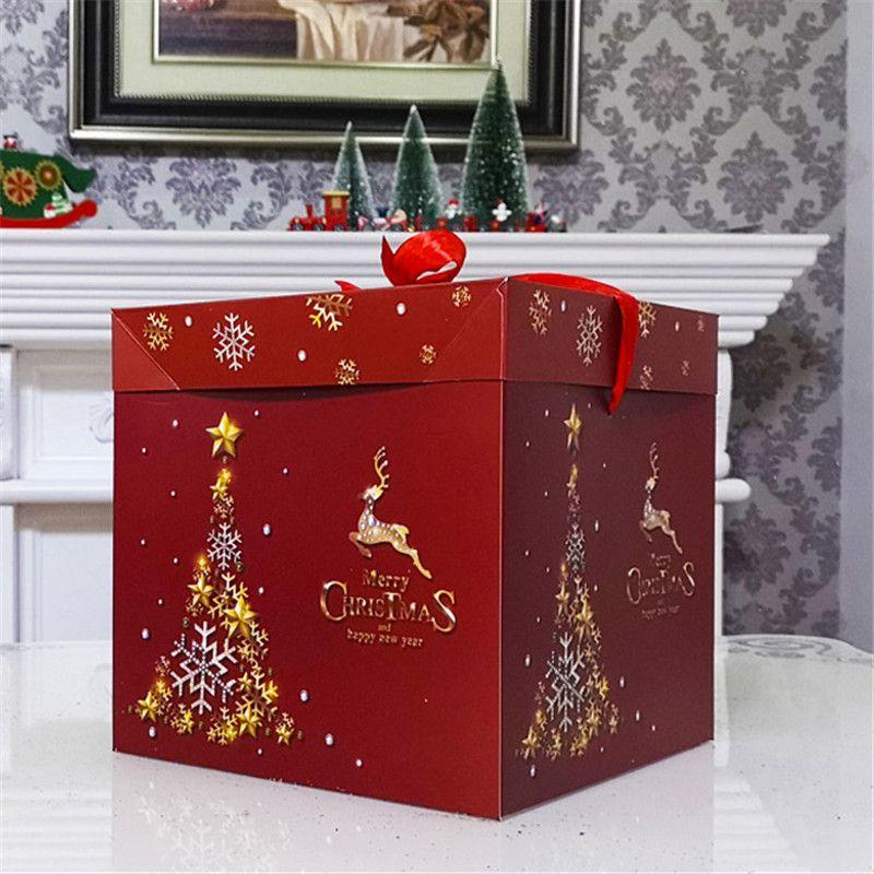 

Premium Large Christmas Gift Box With Lid And Ribbon Perfect For Holiday Gifting** Red,10x10cm