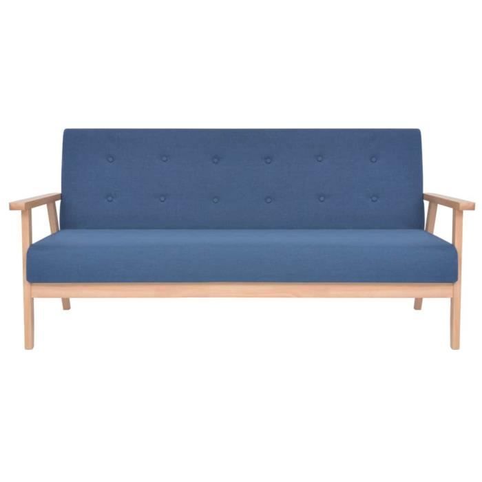 Ensemble de canapé - vidaXL - 3 pcs - Tissu polyester - Bleu - 2/3 places