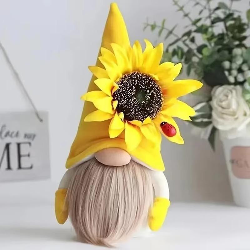 

1Pc Cute Gnome Sunflower Bouquets Spring Decoration Sweet Gnome Figures Spring Gnome Bee Table Decoration Easter Decoration