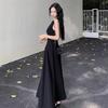 Temperament Sleeveless Long Dress U Neck Women Korean Dress Solid Color Long Skirt  Party