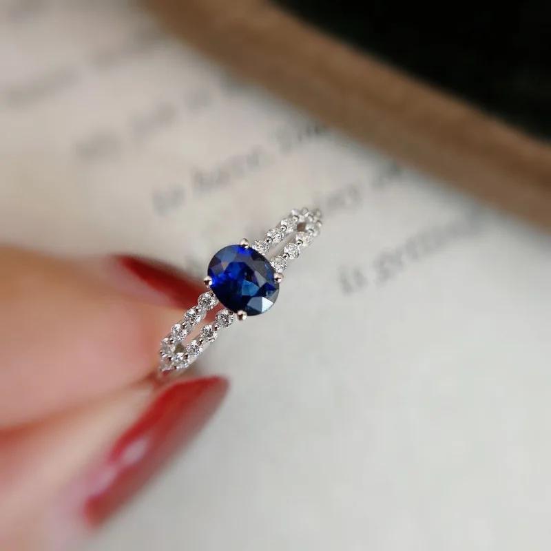 Inlaid Diamond Sapphire Rings For Women Light Luxury Retro Exquisite Blue Ring Engagement Court Style Wedding Jewelry