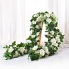 220CM Sztuczny Girlanda z Kwiatów Róży 16 Głów Odporna na UV Realistyczna Sztuczna Rattanowa Winorośl Dekoracja Wisząca na Ślub i Przyjęcie Symulacja Kwitnienia