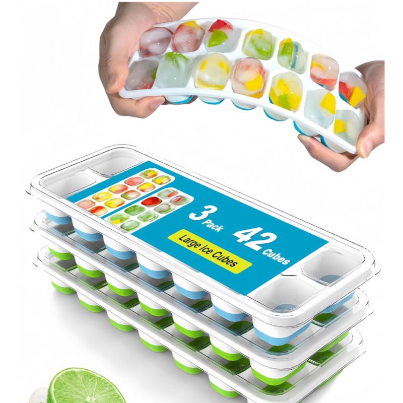Cross-Border Ice Cube Tray - 14 Grids with Lid, Large Capacity Mold for Household Ice Storage
