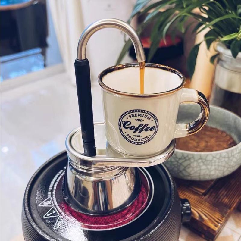 Moka Pot Double Tube 304 Stainless Steel Coffee Pot Italian Coffee Pot Espresso Mini Hand Pour Coffee Appliance Pot Kitchen Tool