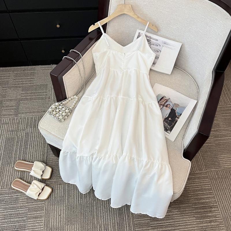 

Женское платье с французским воротником-халтер, летнее, простое, щедрое, скромное, маленькое, тонкое, длинное платье S белый