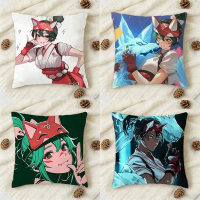 New O-Overwatch Kiriko Double-Sided Printed Square Decorative Cushion Cover For Sofa Living Room Home Decor