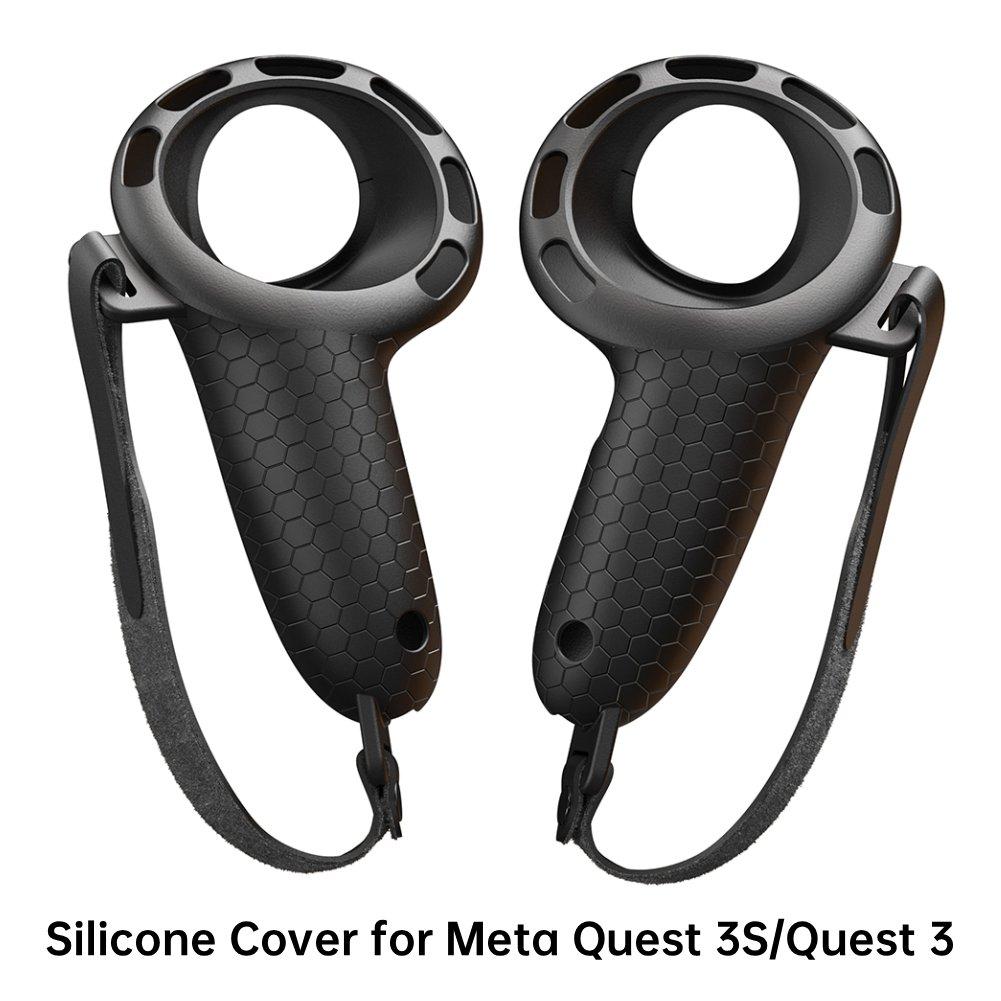 Silikon-Controller-Griffe mit Handschlaufe Rutschfeste Griffabdeckung Controller-Griffabdeckung für Quest 3S/für Quest 3 VR-Zubehör